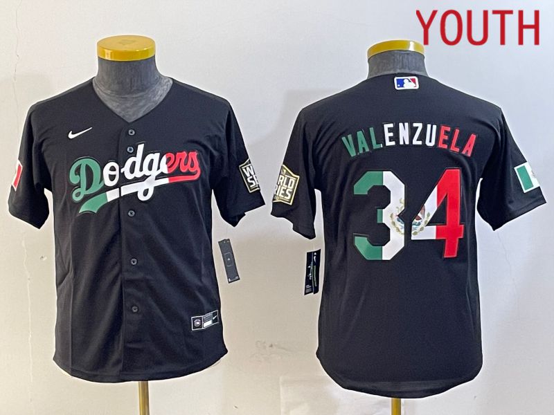 Youth Los Angeles Dodgers #34 Valenzuela Black Game 2024 Nike MLB Jersey style 10291